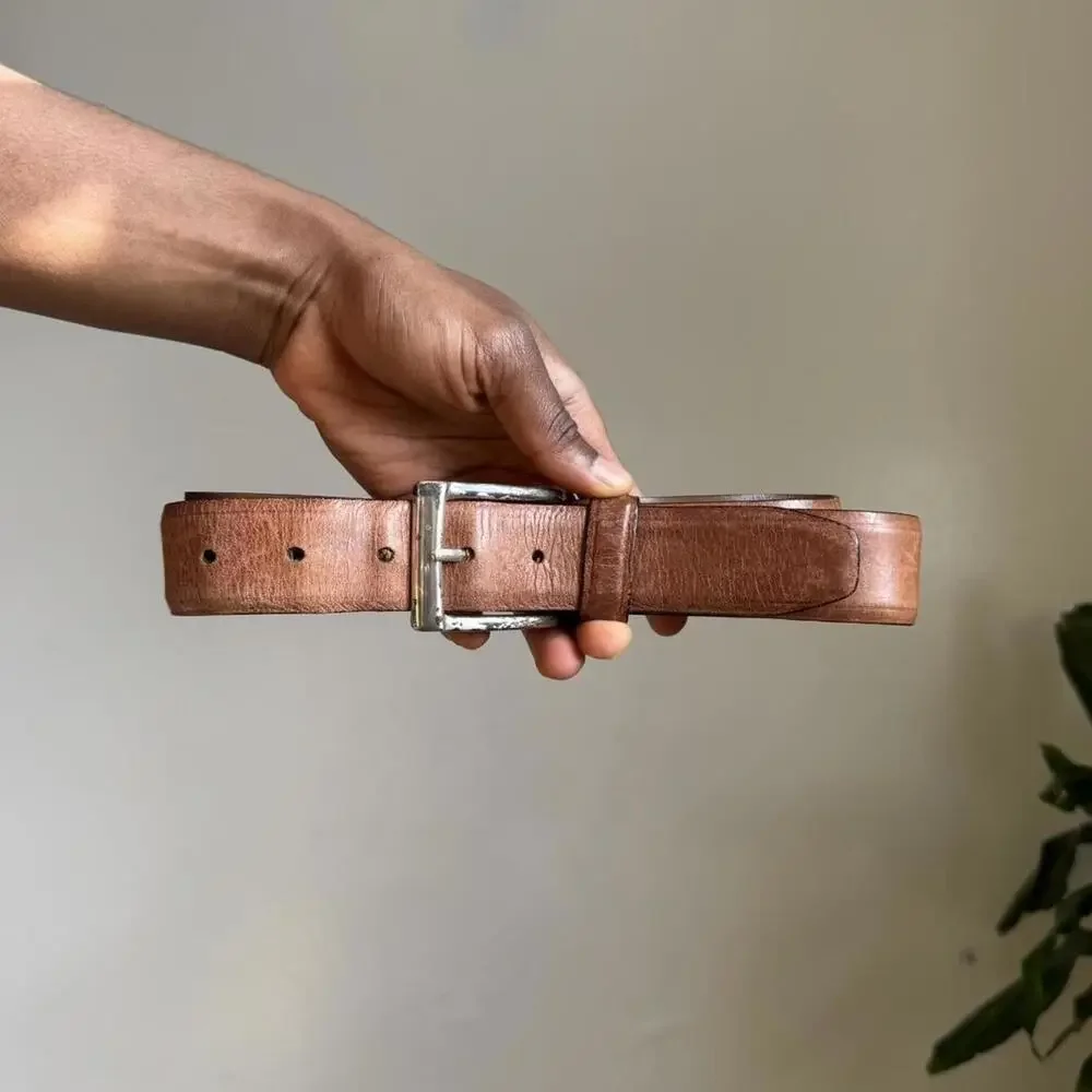 Vintage tan genuine‎ leather belt size 38/95